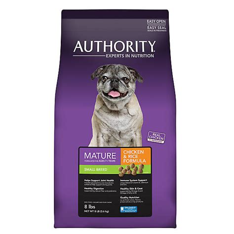 The pet food and accessories giant was founded in 1986, but only threw which types of dogs is authority best suited for? Authority® Small Breed Mature Adult Dog Food - Chicken ...