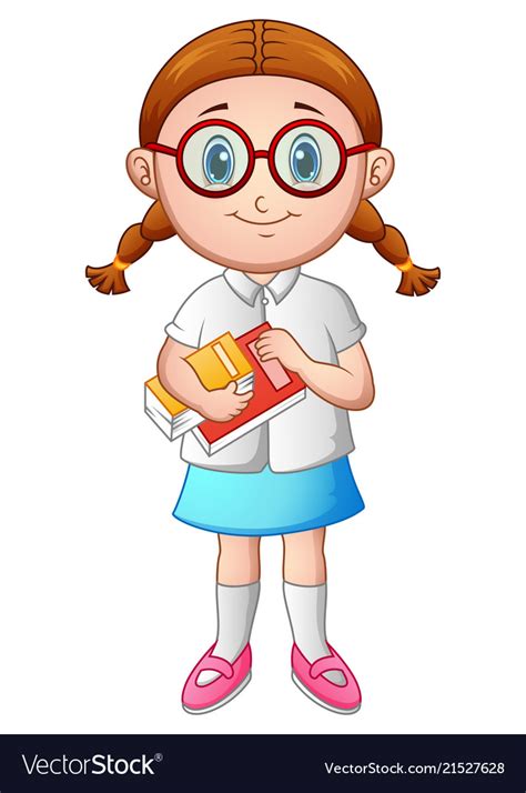 School Girl With Holding A Book Royalty Free Vector Image