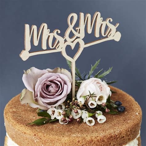 Mrs And Mrs Heart Wooden Wedding Cake Topper By Sophia Victoria Joy