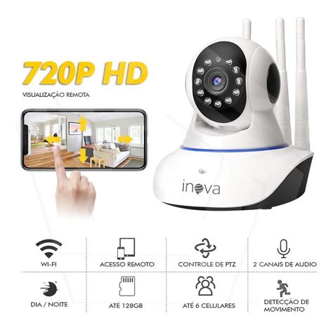 Camera Robo Inteligente Ip Wi Fi 3 Antenas Inova Cam 5702 Home Tech