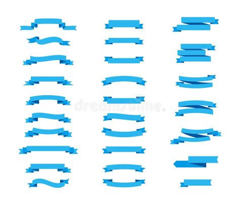 Vector Ribbons Banners Isolated Set Of Blue Tapes In Flat Design On