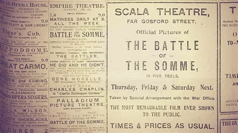 Newspaper Advert For A Screening Of The Battle Of The Somme Somme100 Film
