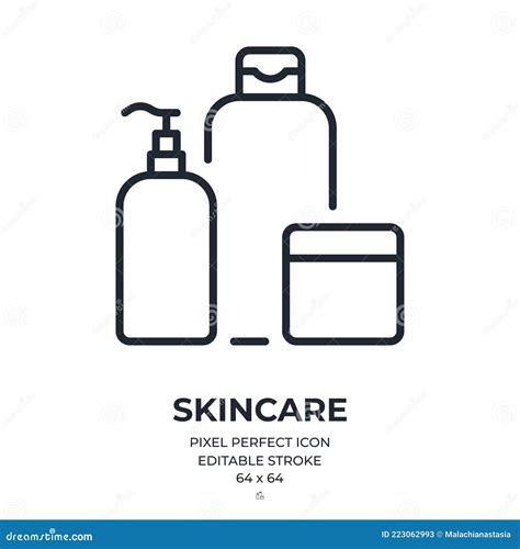 Skincare And Cosmetics Products Editable Stroke Outline Icon Isolated