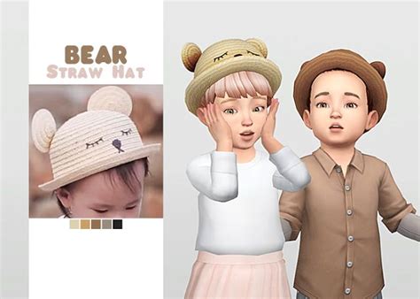 Sims 4 Ccs The Best Bear Straw Hat By Waekey Toddlers Ideas