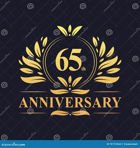 65th Anniversary Design Luxurious Golden Color 65 Years Anniversary