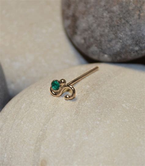 2mm Emerald TRAGUS STUD EARRING Gold Nose Hoop Tragus Etsy