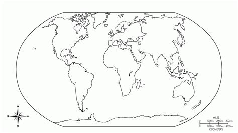 7 Continents Map For Preschool Coloring Pages