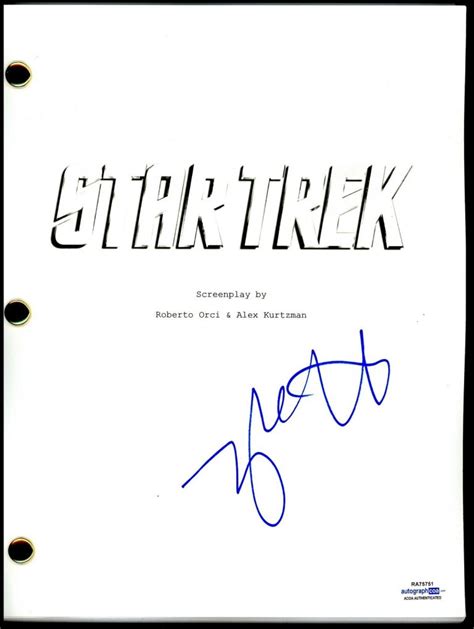 Zachary Quinto Star Trek Autograph Signed Full Complete Script Screenplay Acoa Collectible