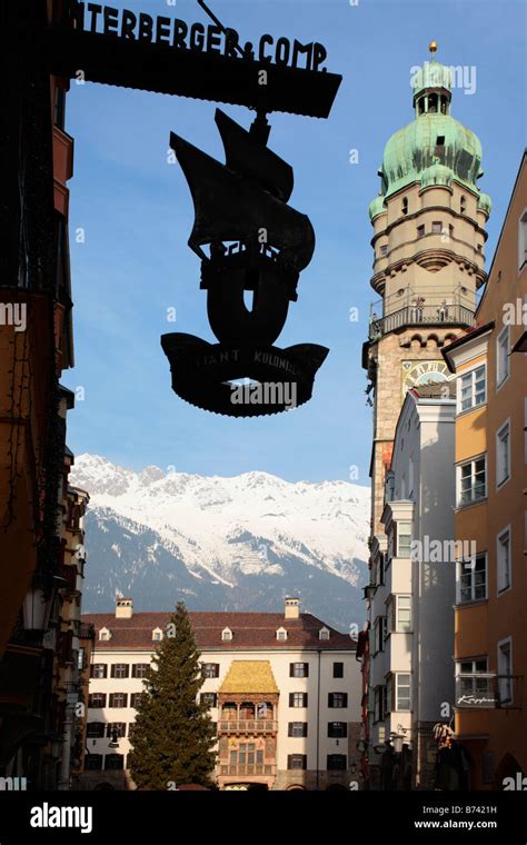 Golden Roof And City Tower In Innsbruck Austria Stock Photo Alamy