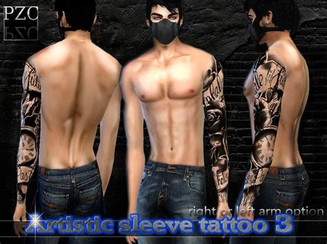 The Sims Resource Artistic Full Sleeve Tattoo 3 By Pinkzombiecupcakes