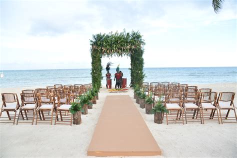 Lush Green Mayan Ceremony Setup On The Beach Here At Dreams Tulum