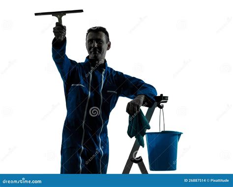 Man Window Cleaner Silhouette Worker Silhouette Stock Photo Image Of