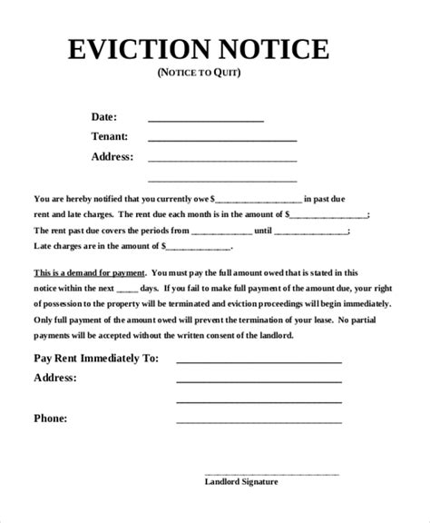 Blank Eviction Notice Printable Printable Templates