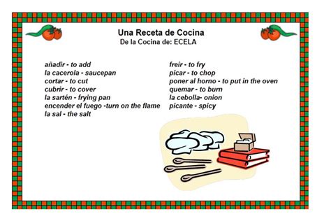 From delicious desserts to easy spanish snacks, the cuisine of spain makes for a class le. Vocabulario de las Recetas - Recipe Vocabulary | Ecela Spanish