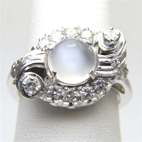 Moonstone And Diamond Glowing Karat Gold Ring Mary Ann Tiques