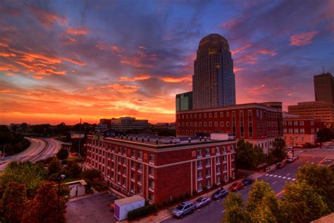 Downtown Winston Salem Sunset Skyline Website Facebook Flickr