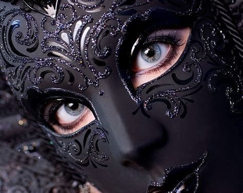 Hd Wallpaper Black Full Face Masquerade Mask Blue Eyes Venetian