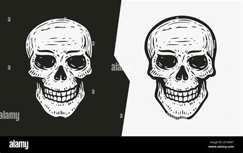 Human Skull Sketch Hand Drawn Vector Illustration In Engraving Style