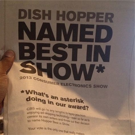 Dish Reminds Readers Of Ces Cbs Cnet Award With New York Times Ad