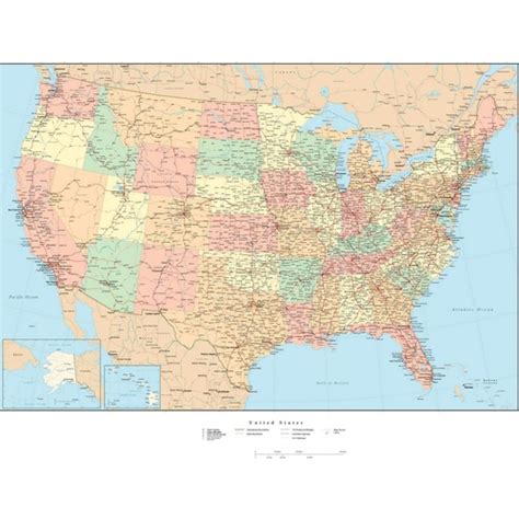 Advantus Laminated Usa Wall Map Avt97643