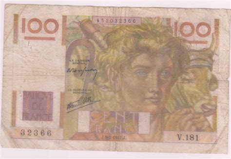 France 100 Francs 1947 Used Currency Note W Torn Kb Coins And Currencies