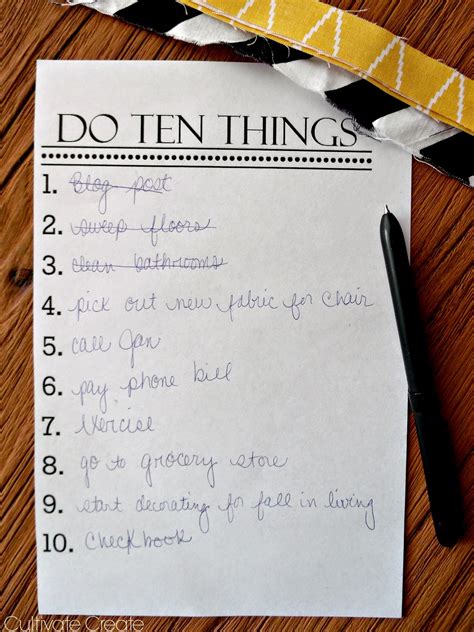 Cultivate Create Ten Things List And A Printable