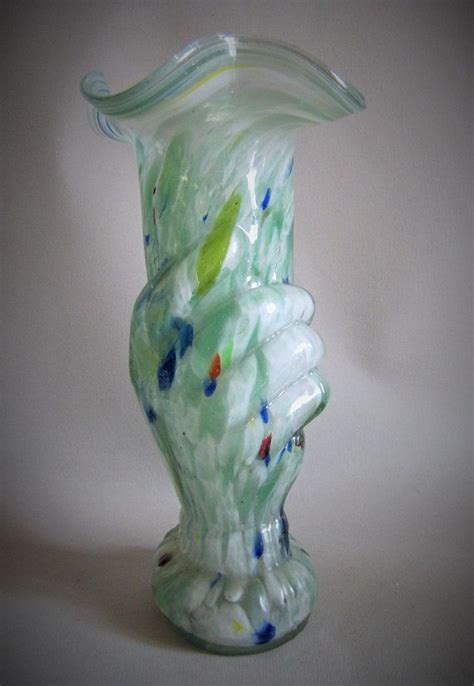 Vintage Bohemian Murano Spatter Glass Hand Holding Vase Etsy Vintage Bohemian Vase Vintage