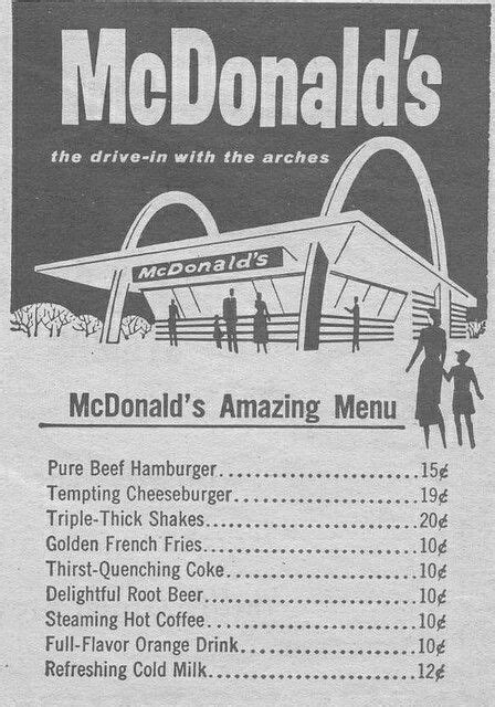 The golden arches logo, mcdonald's and happy meal are registered trademarks of mcdonald's corporation and its affiliates. Original McDonald's menu, 1968 | Vintage-werbung, Alte werbung