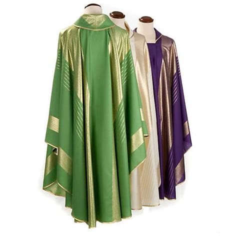 Liturgical Vestment In Wool With Gold Stripes Online Sales On Holyart