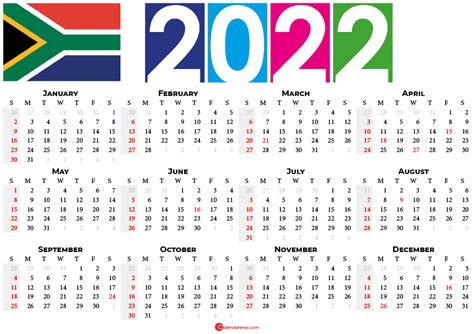 2022 Calendar South Africa With Holidays And Weeks Numbers 2022