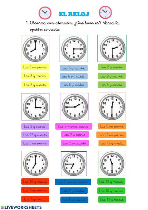 El Reloj Ficha Interactiva Matematicas Primero De Primaria Fichas My