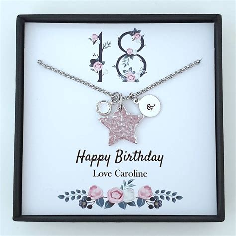 Personalised 18th Birthday Star Necklace With Initial Charm Etsy