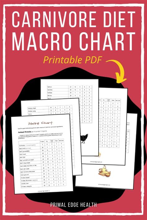 Carnivore Diet Macro Food Chart Printable