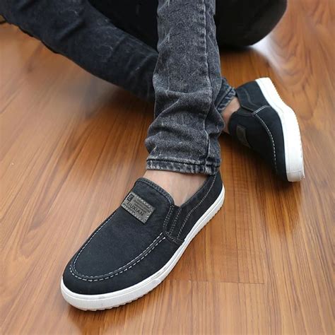 Mens Casual Breathable Slip On Canvas Anti Skid Flats Mens Casual