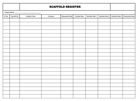 Scaffolding Tracking Log - Construction Documents And Templates