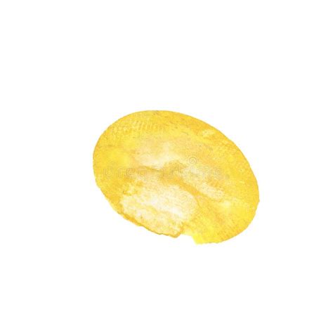 Yellow Watercolor Circle Paint Stain On White Paper Texture Background