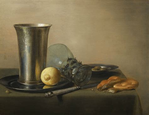 Pieter Claesz Still Life With A Silver Beaker And An Overturned