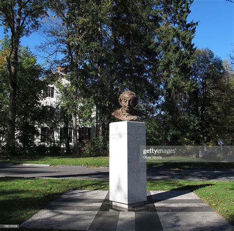 View Of A Bronze Bust Of Albert Einstein Near Princeton Borough Hall