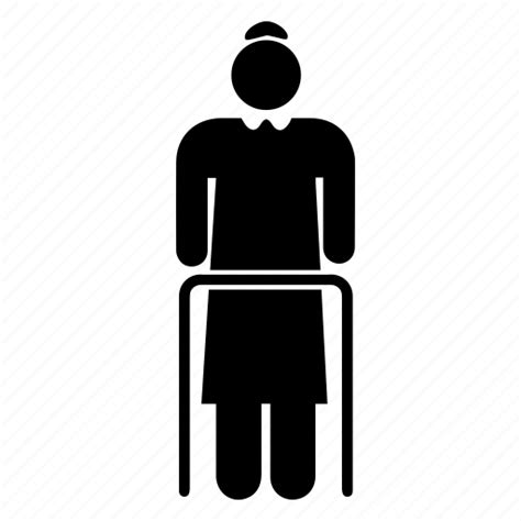 Disabled Elderly Grandmother Old Lady Senior Walker Walking Aid Icon