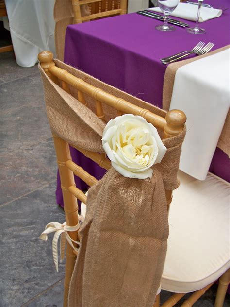 Koyal wholesale kara chair sash (set of 6) #burlapweddings. Burlap Chair Sashes w/Roses | Wedding chair sashes ...