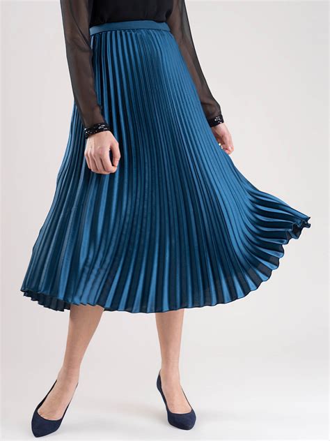 Buy Teal Accordion Pleated Satin Skirt Online Fablestreet