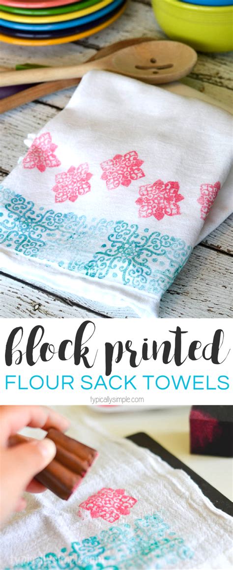 Block Printed Flour Sack Towels Flour Sack Towels Diy Flour Sack