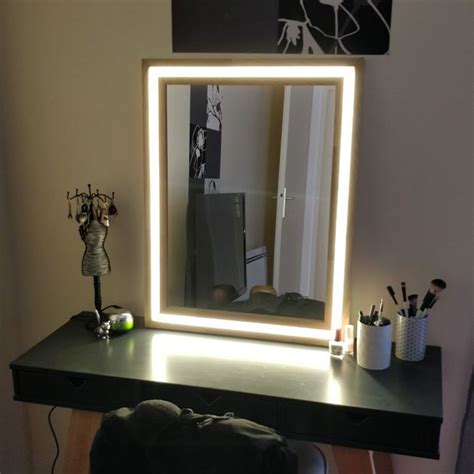 But you can avoid the hustle of wires. Modern Wood and LED Vanity Mirror | Diy mirror with lights ...