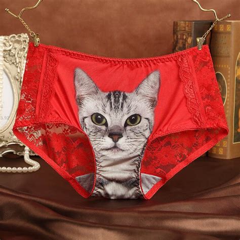 Cats Underwear Women Briefs Sexy Lace Seamless Anti Emptied 3d Short