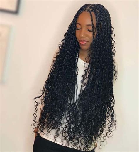 Long Goddess Box Braids With Beautiful Curls Old Hairstyles Box Braids Hairstyles For Black