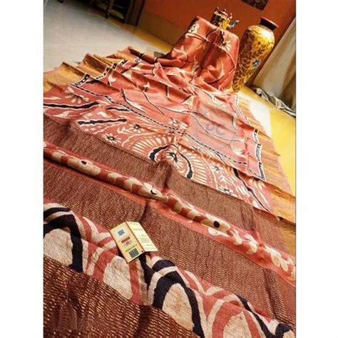 Prativa Collections Festive Wear Batik Printed Zari Tussar Silk Saree