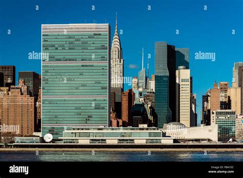 Manhattan Skyline With United Nations High Resolution Stock Photography