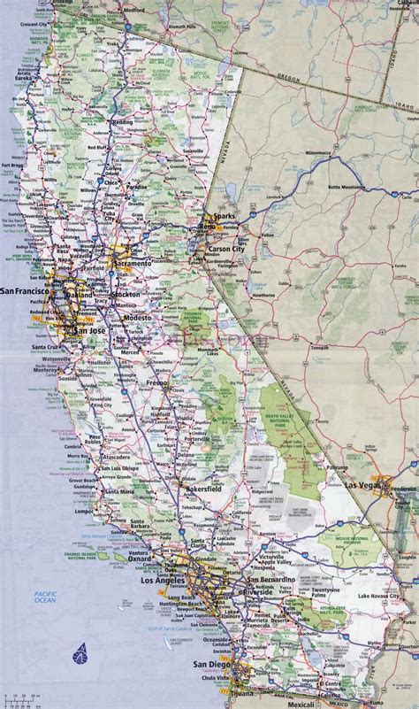Large Detailed Roads And Highways Map Of California State With All Cities California State