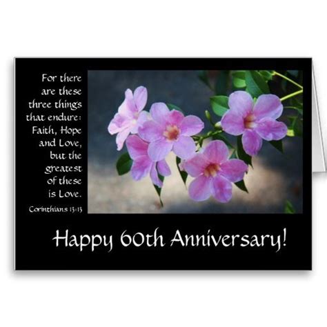 60th Anniversary Floral Bible Verse About Love Card Zazzle