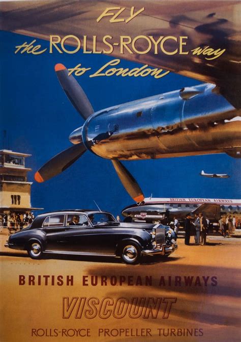 Fly The Rolls Royce Way Vintage Bea Poster Circa 1953 Artist Frank